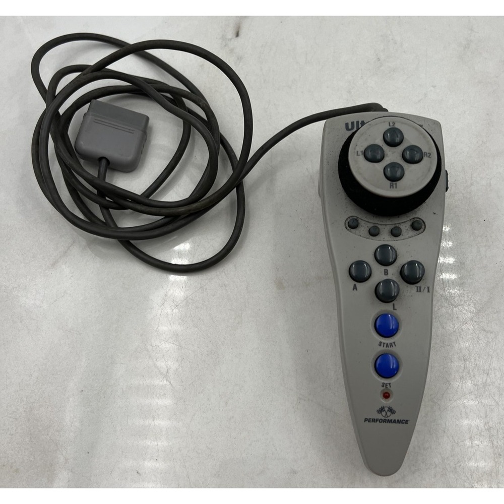 Performance UltraRacer PS1 Controller Wired One Handed Racing Wheel Gray P-102